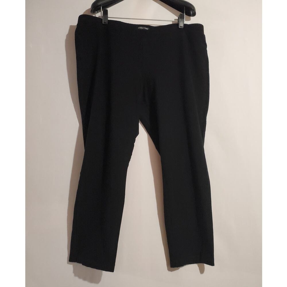 Eileen Fisher System Washable Stretch Crepe Straight Crop Pull-On Pant Size XL